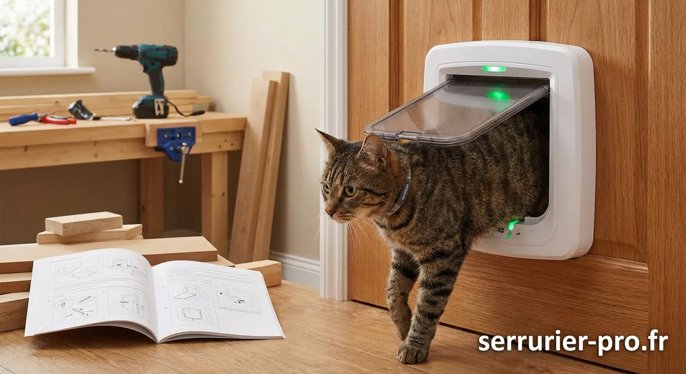 Chatière électronique avec détecteur de puce pour chat