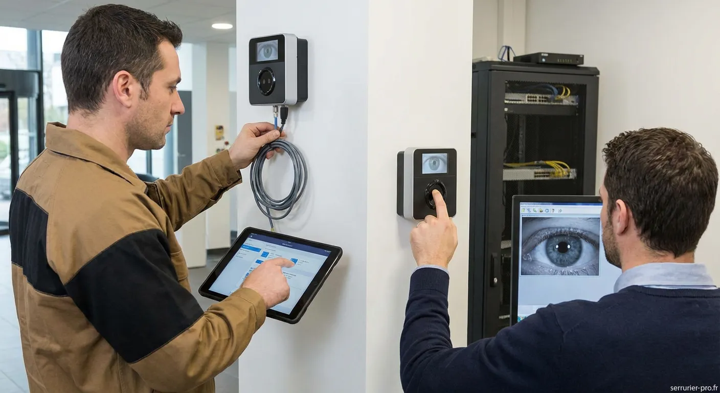 Système de reconnaissance d'iris biométrique installé sur porte d'entrée pour sécurité haute performance