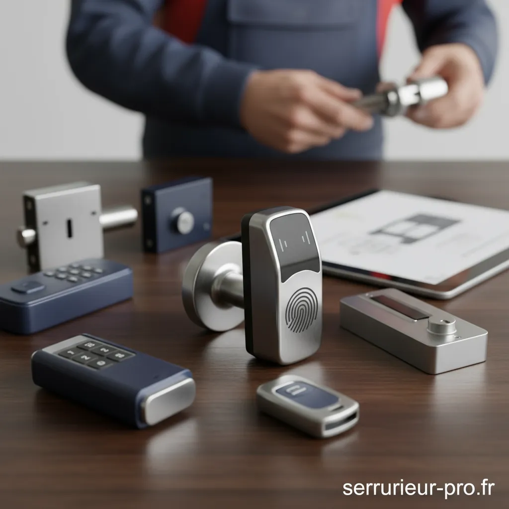 Main experte évaluant une serrure de haute technologie.