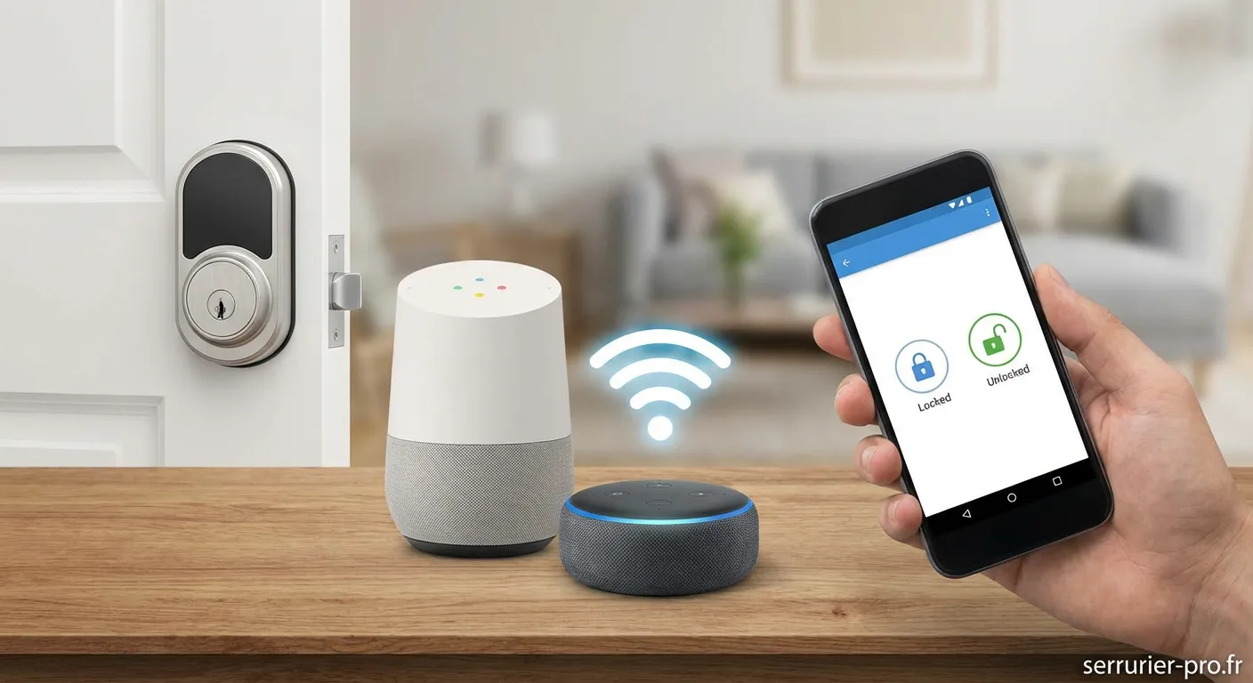 Serrure connectée intégrée avec assistant vocal Google Home et Alexa