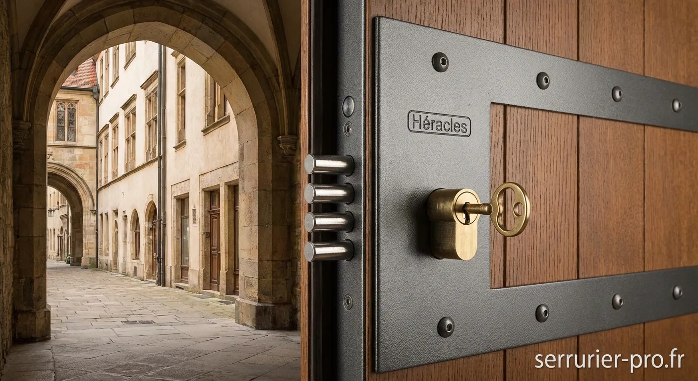 Serrure multipoints Héracles sur porte d'entrée sécurisée