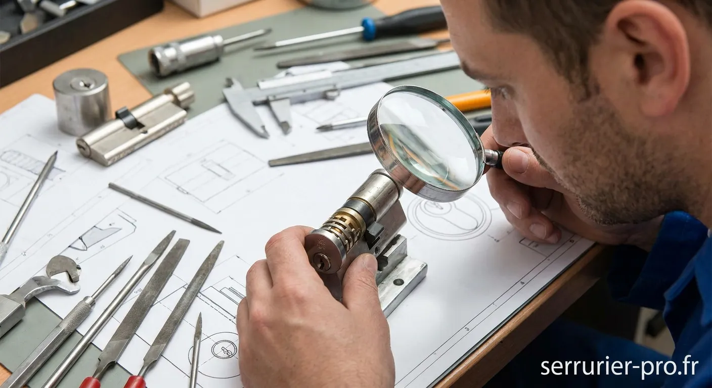 Outils de profilage de clés sur établo de serrurier