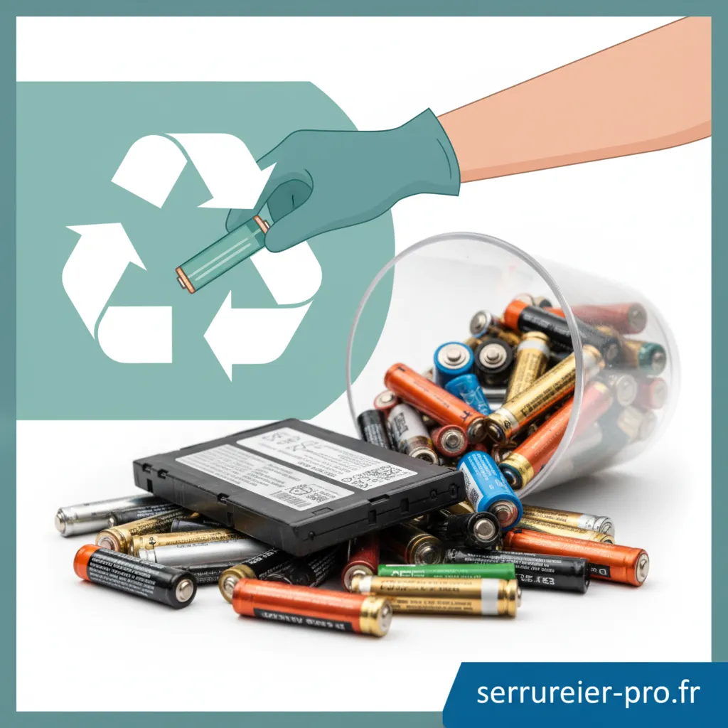 Plusieurs types de batteries et piles usagées collectées pour le recyclage