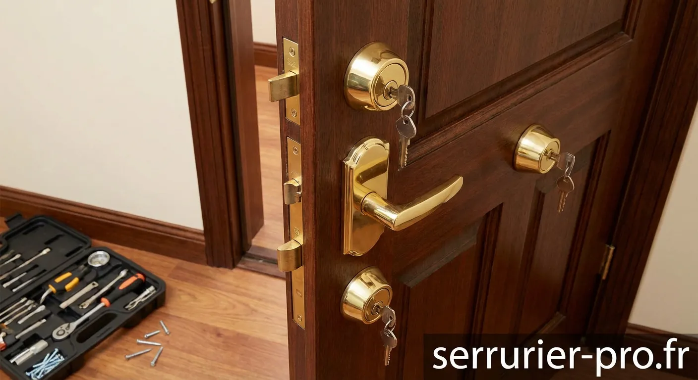 Serrurier installant des serrures supplémentaires pour plus de sécurité