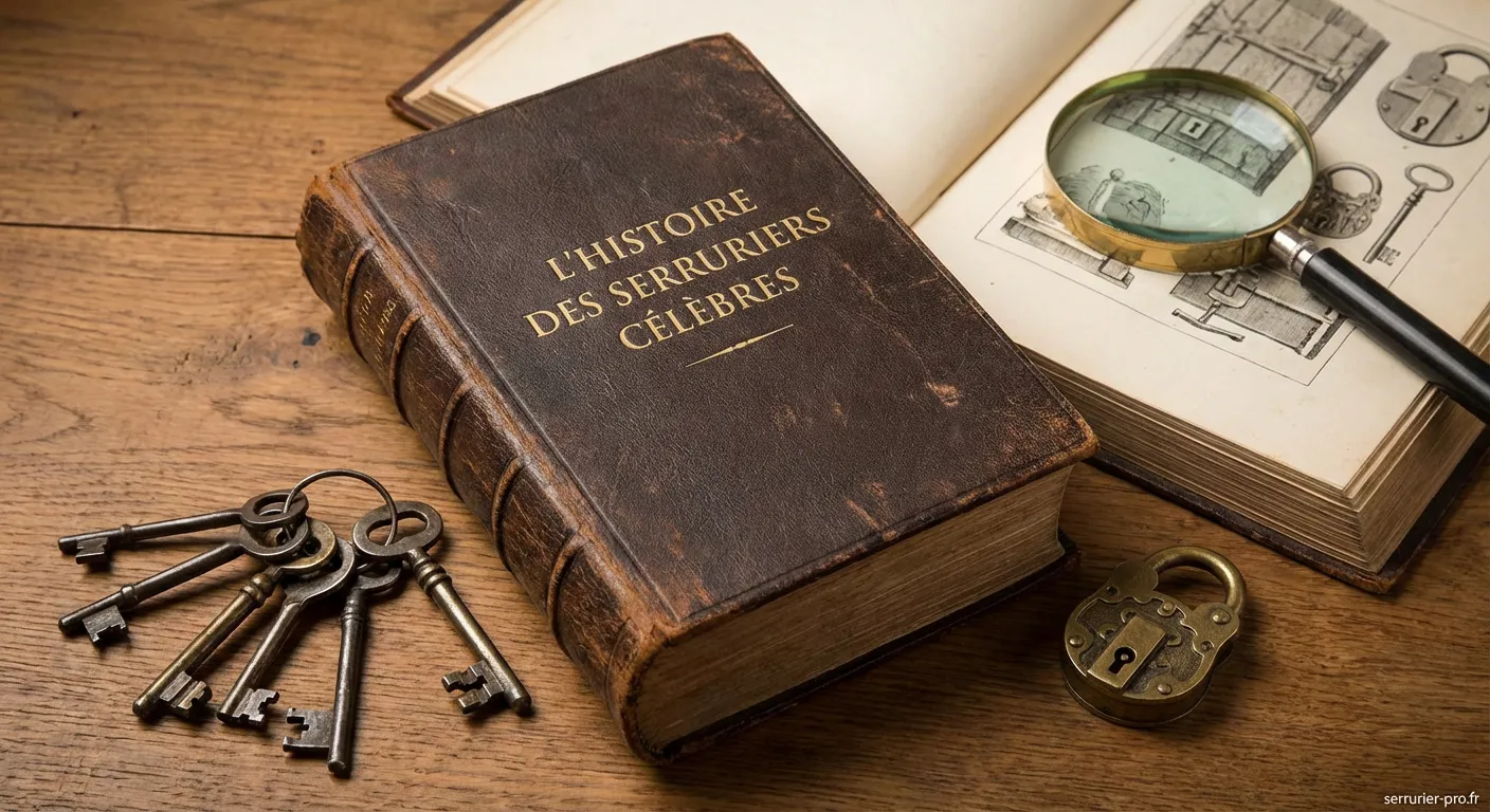 Illustration vintage d'un des serruriers célèbres travaillant sur un mécanisme